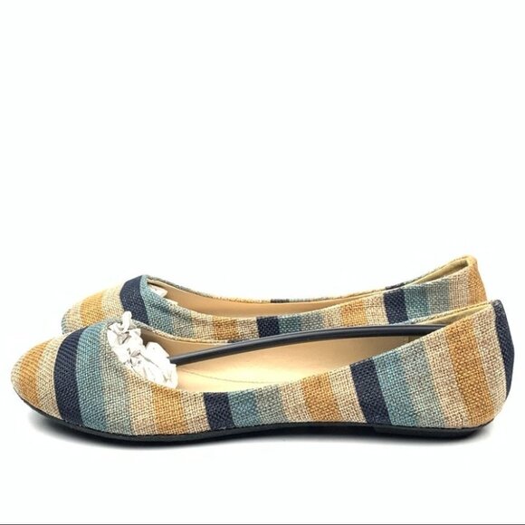 Bamboo womens flats size 8 multicolored striped ballet flats balletcore - Picture 5 of 12